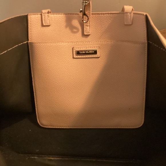 Tory Burch Light Blush Pebbled Leather Tassel Tote - Picture 8 of 12